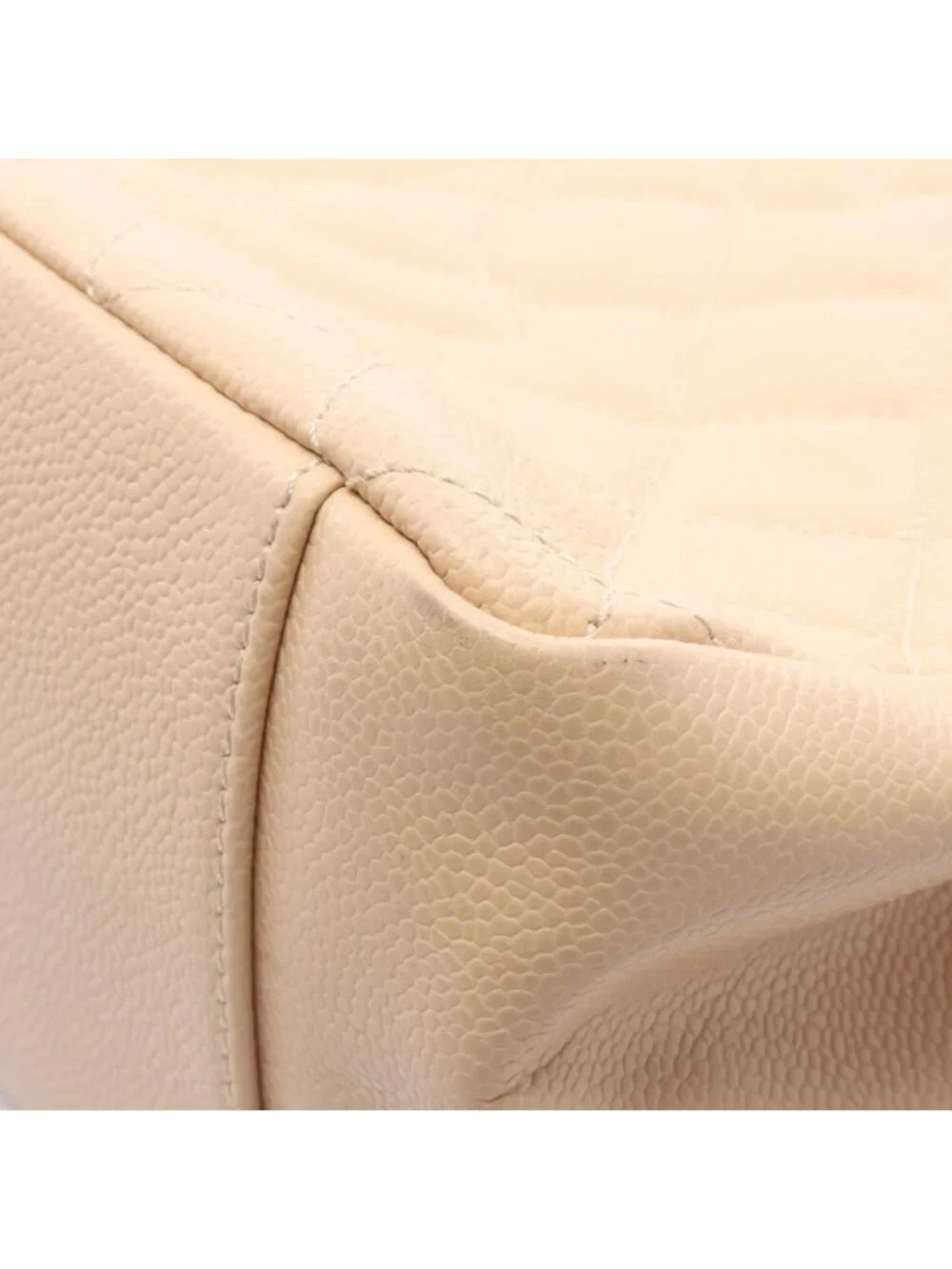 Chanel Tote Quilted Grand Shopping GST Beige Caviar Leather Chain